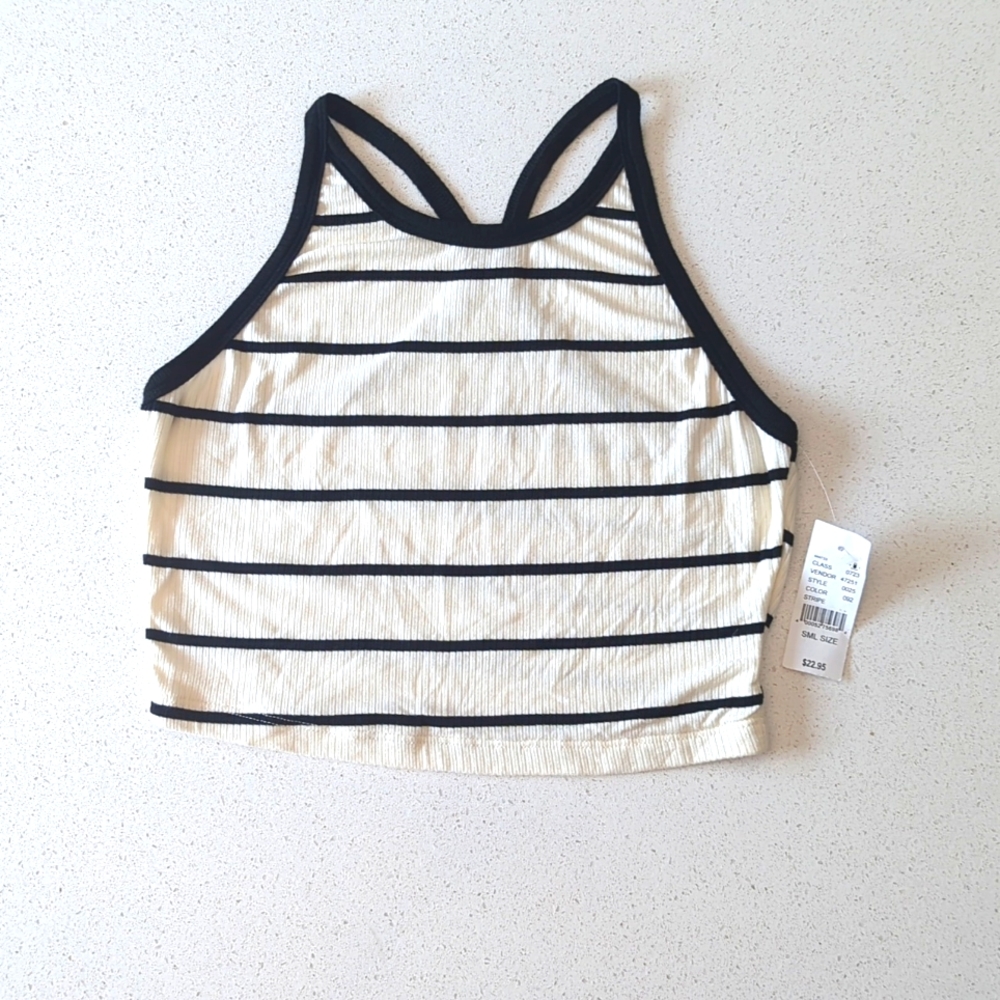 3/$15 Me to We Black and White Striped Tank Top